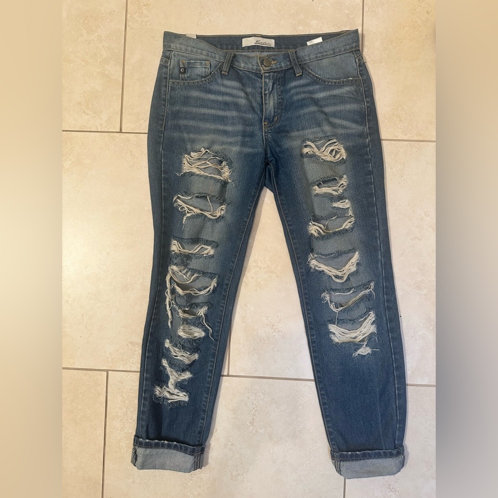 Kancan straight leg distressed jeans